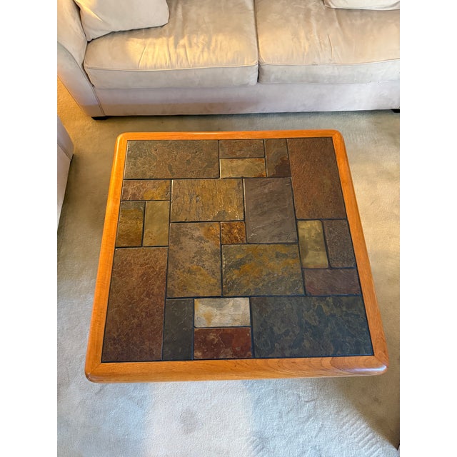 Sallingboe Teak and Slate Modern Coffee Table For Sale - Image 4 of 5