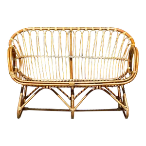 Vintage Coastal Stick Rattan Loop Loveseat