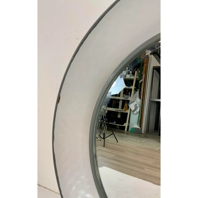 Modern Modern White Enamel Distressed Wall Mirror For Sale - Image 3 of 5