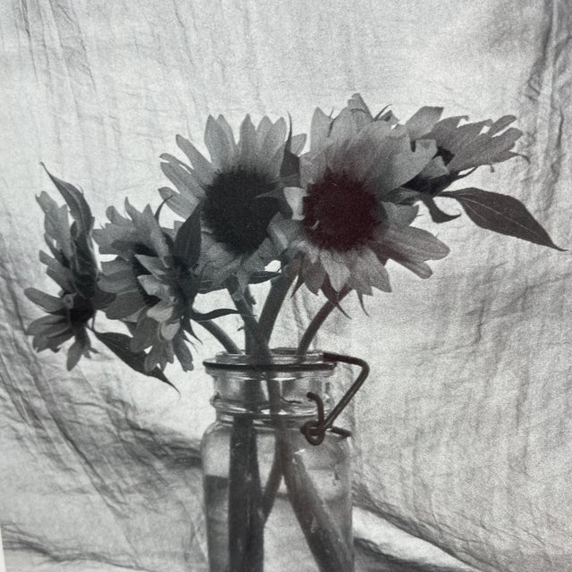 Vintage Set of 3 Framed Monotone Flower Bouquets in Glass Vases For Sale - Image 9 of 9