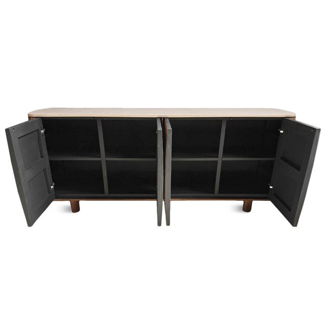 Slatted Teak Rounded Sideboard Credenza For Sale - Image 12 of 16