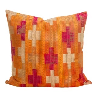 Imperial Panchranga, Large Heirloom Bagh Phulkari Pillow For Sale