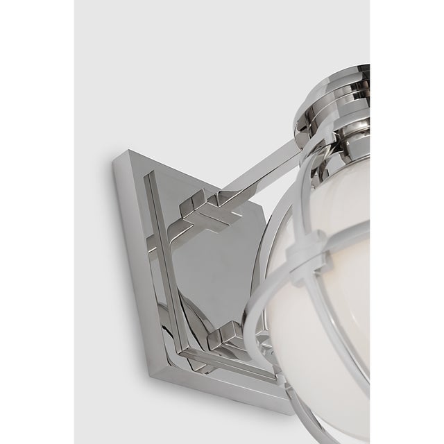Metal Chapman & Myers for Visual Comfort Signature Gracie Single Sconce in Polished Nickel with White Glass For Sale - Image 7 of 10