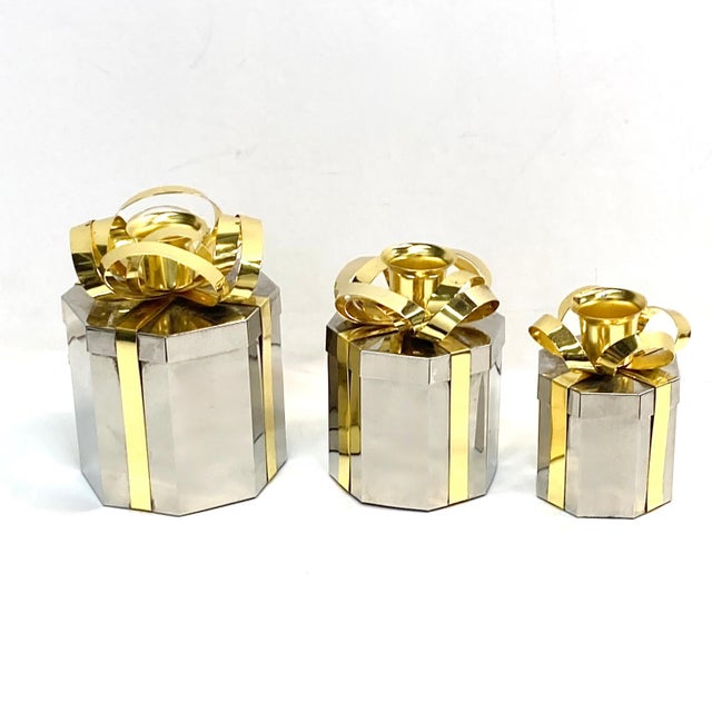 Mid-Century Modern 1980s Godinger Silverplate Candle Holders Set of 3 For Sale - Image 3 of 3