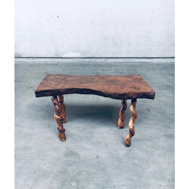 Brutalist Style Handcrafted Oak & Grape Wood Side Table, 1950s For Sale - Image 17 of 18