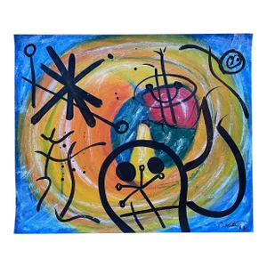 1960’s Miróvian Style Painting by Artist Peter Keil