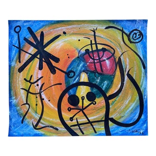 Miróvian Style Painting , Peter Keil, 1967 For Sale