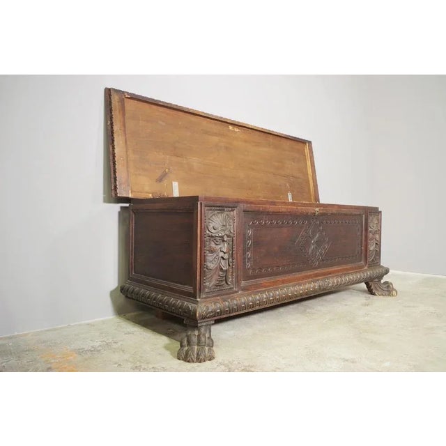 Chest in Carved Walnut, 1920s For Sale - Image 9 of 10
