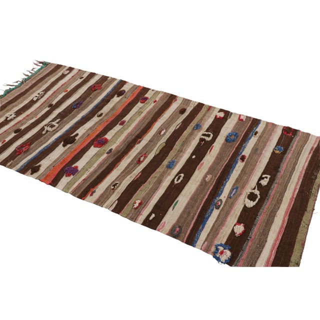 Rug & Kilim Vintage Moroccan Kilim Runner Rug With Beige-Brown Stripes, From Rug & Kilim For Sale - Image 4 of 7