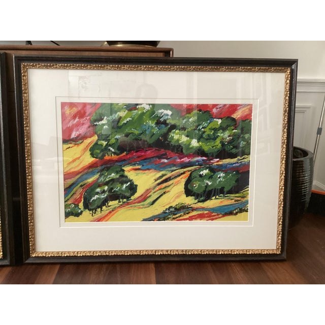 Pair of Susan R. Wilson Original Oilstick Landscapes "Ample Spaces" & "Spaces With River," Signed and Dated 2002 For Sale - Image 9 of 10