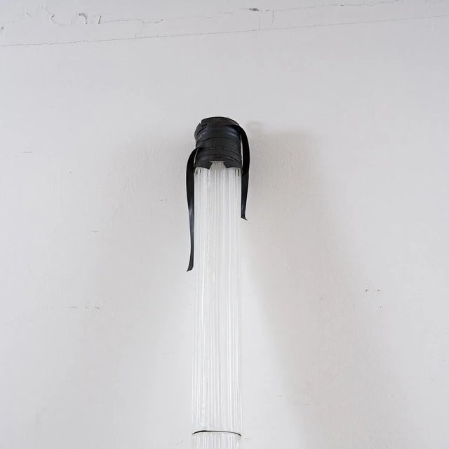 White Lamp in Bamboo & Murano Glass For Sale - Image 8 of 10