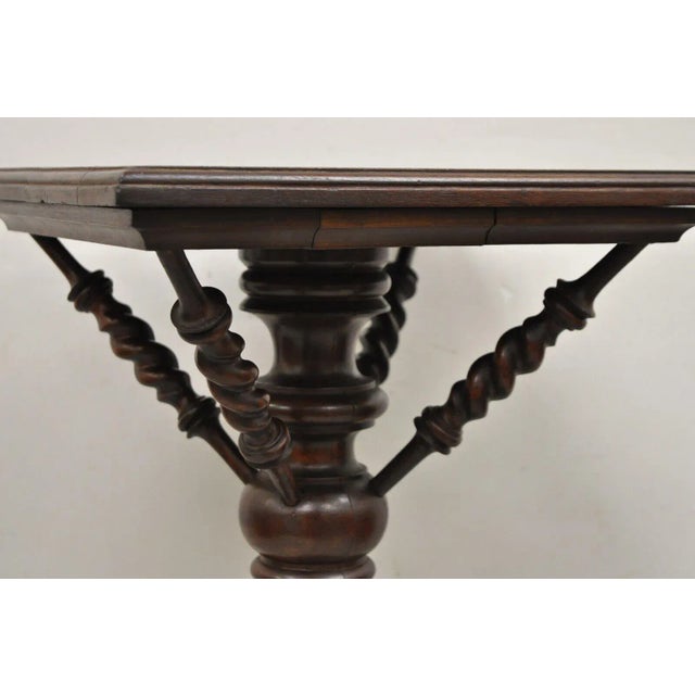 Antique Empire Victorian Walnut Barley Twist Spiral Carved Pedestal Stand For Sale - Image 4 of 12