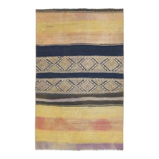 Vintage Turkish Oushak Handmade Wool Cotton Yellow Area Rug For Sale