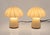 Pair of Italian mushroom-shaped table lamps in white and clear Murano glass. Labeled "Sintesi". 1970s European Plug (up to...