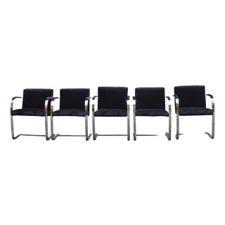 Brno Chairs by Ludwig Mies Van Der Rohe for Knoll, Italy, 1970s, Set of 5 For Sale
