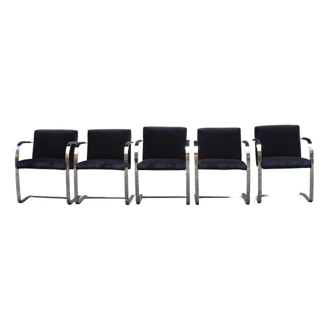Brno Chairs by Ludwig Mies Van Der Rohe for Knoll, Italy, 1970s, Set of 5 For Sale