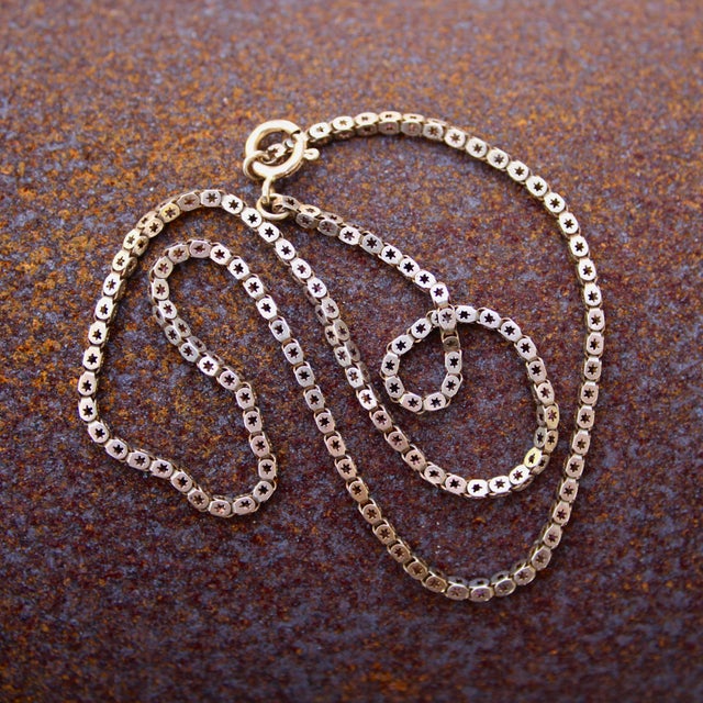 Mid 19th Century 10k Gold Early Victorian Star Link Chain 16.5” For Sale - Image 9 of 9