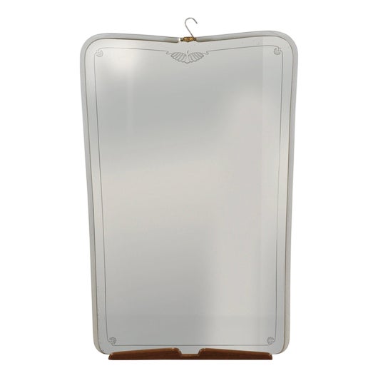 Mid-Century Cherry & Brass Wall Mirror attributed to Paolo Buffa, Italy, 1940 For Sale