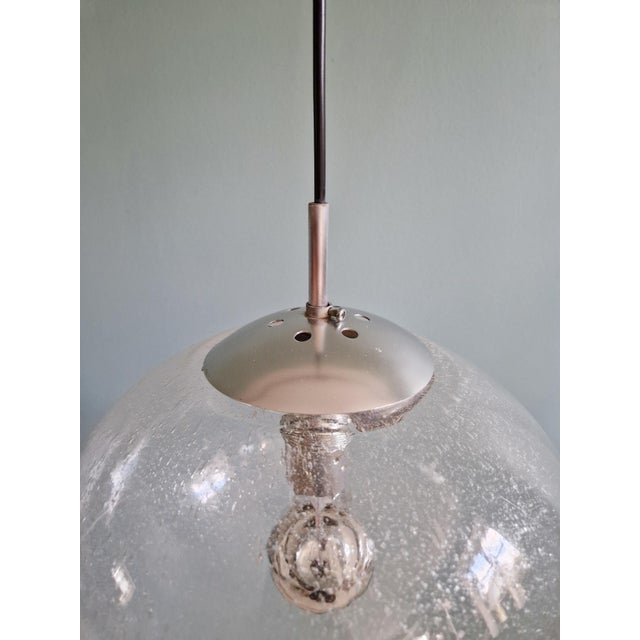 1970s Space Age Pendant Light in Clear Bubbled Glass, 1960s-1970s For Sale - Image 5 of 13
