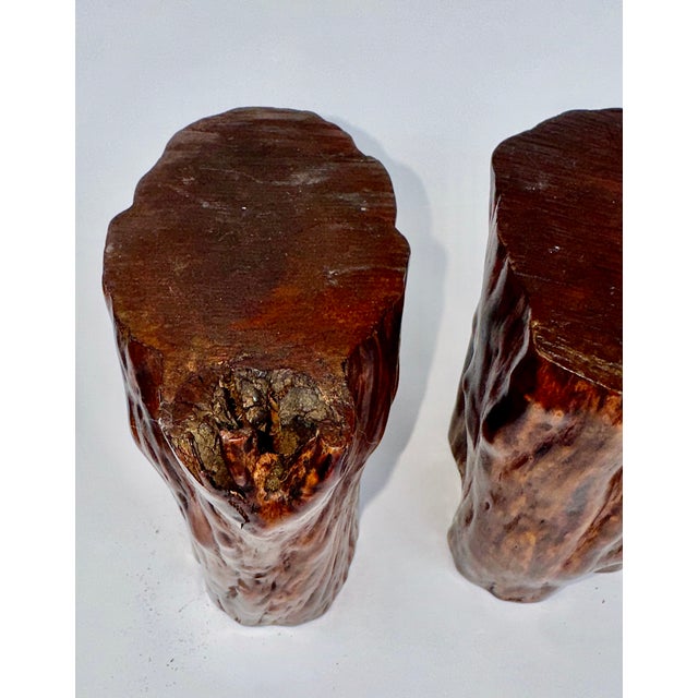 Set of Four Chinese Burl Root Wood Brush Pot Vessels, Scholar’s Desk Accessories For Sale - Image 9 of 10