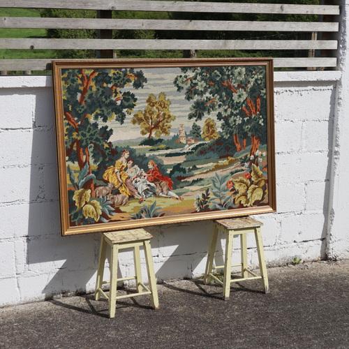 Baroque Large Vintage Framed Tapestry, 1975 For Sale - Image 3 of 17
