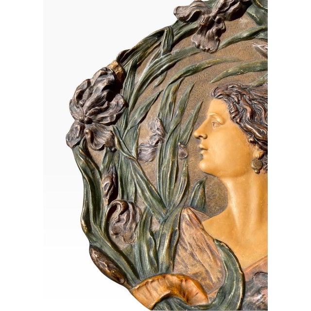 Austrian Art Nouveau Relief Porcelain Wall Charger, C. 1905 For Sale - Image 16 of 16