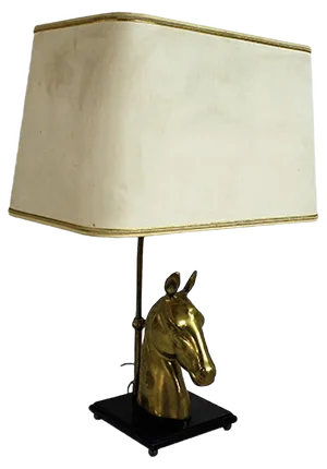 Brass Horse Head Table Lamp, 1970s