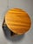 Yellow Restored Vintage Rattan Vertically Stacked Circular Drink Side Table With Mahogany Top For Sale - Image 8 of 9
