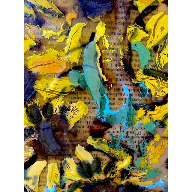 Abstract "Sunflowers from the Garden" Contemporary Expressionist Style Encaustic Painting by James Hartman For Sale - Image 3 of 3