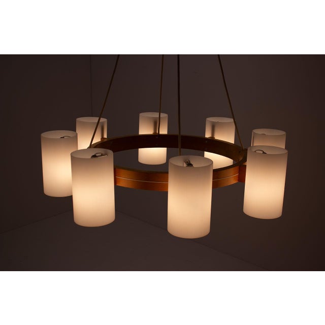 Wood Large Chandelier by Uno and Östen Kristiansson for Luxus, 1960s For Sale - Image 7 of 9