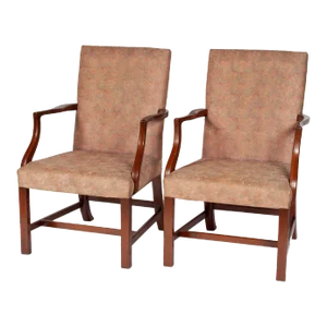 Kittinger Williamsburg Mahogany Chippendale Armchairs Cw 171 - a Pair