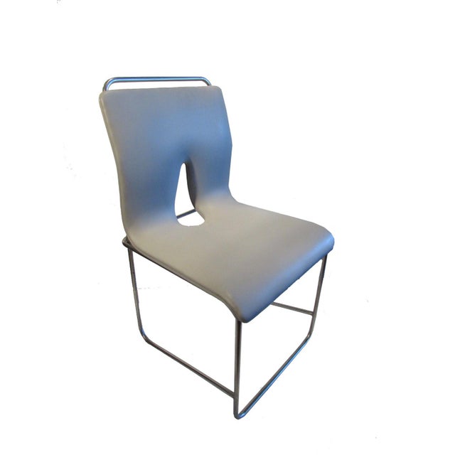 Modern Mid-Century Italian Modern Grey Leather Chairs, Ca 1960 - Set of 2 For Sale - Image 3 of 6