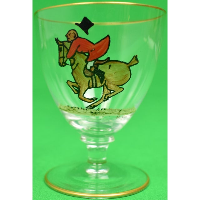 Mid 20th Century Mid 20th Century Set X 4 Fox-Hunt Sherry Glasses Hand-Painted by Frank Vosmansky For Sale - Image 5 of 6