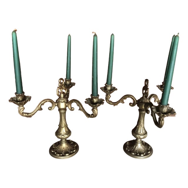 Vintage Brass Candlesticks, 1960s, Set of 2 For Sale