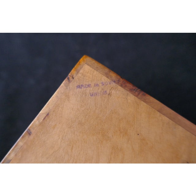 Mid 20th Century Siberian Burl Elm Wood Birdseye Jewelry Square Box For Sale - Image 9 of 10