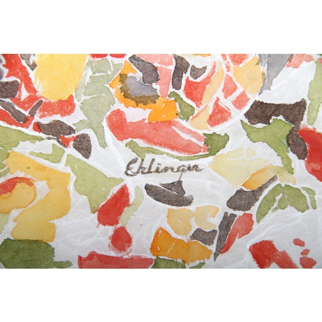 Flowery Abstract Unknown Artist Watercolor on Japon Paper, signed 'Ehlinger' l.r. Size: 19 x 24 in. (48.26 x 60.96 cm)