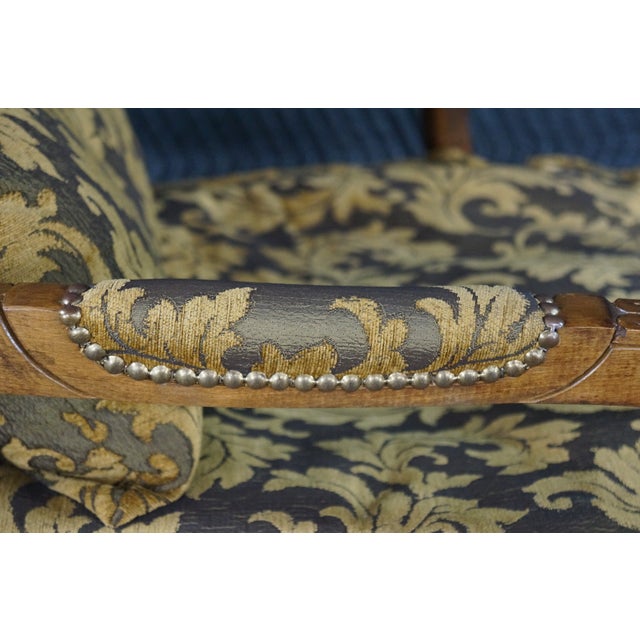 Vintage Italian French Provincial Bergere Armchair Fauteuil Library Lounge Chair For Sale - Image 9 of 18