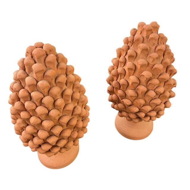 2000 - 2009 Pair of Hand-Finished Terracotta Pine Cone Finials For Sale - Image 5 of 12