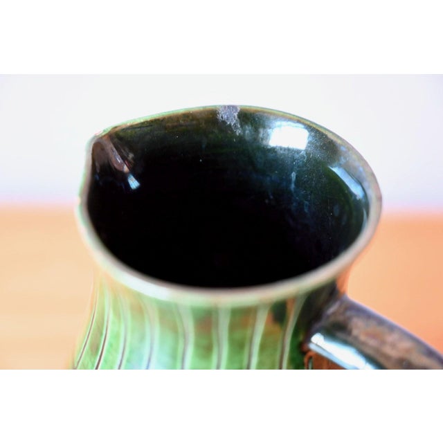 Green 20th Century Bohemian Pitcher in Glazed Terracotta and Deep Green Sgraffito, 1950s For Sale - Image 8 of 9