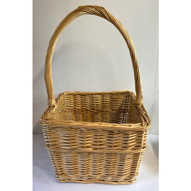 Wood Vintage Square Handled Basket For Sale - Image 7 of 7