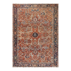 Rustic and Tribal Late 19th Century Antique Persian Heriz Serapi Rug
