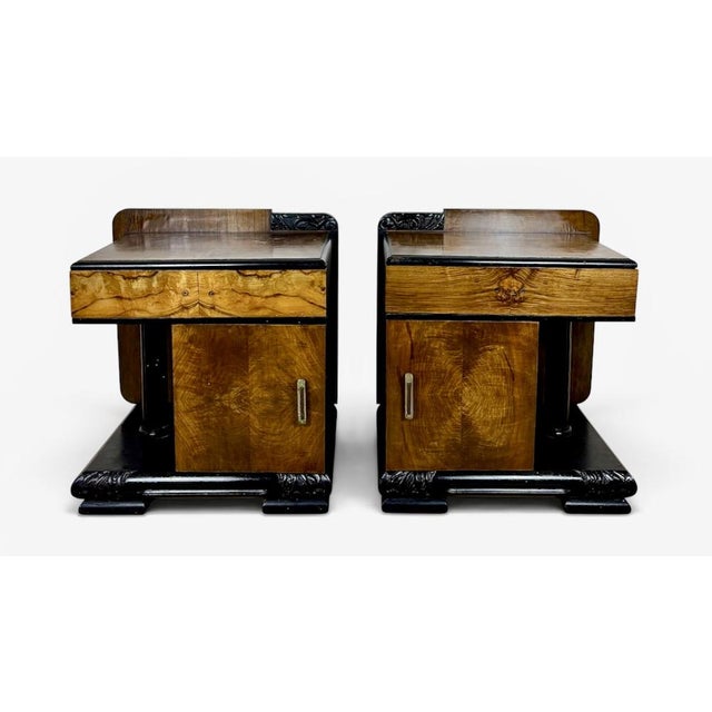 Art Deco Nightstands with Columns, 1940, Set of 2 For Sale - Image 12 of 12