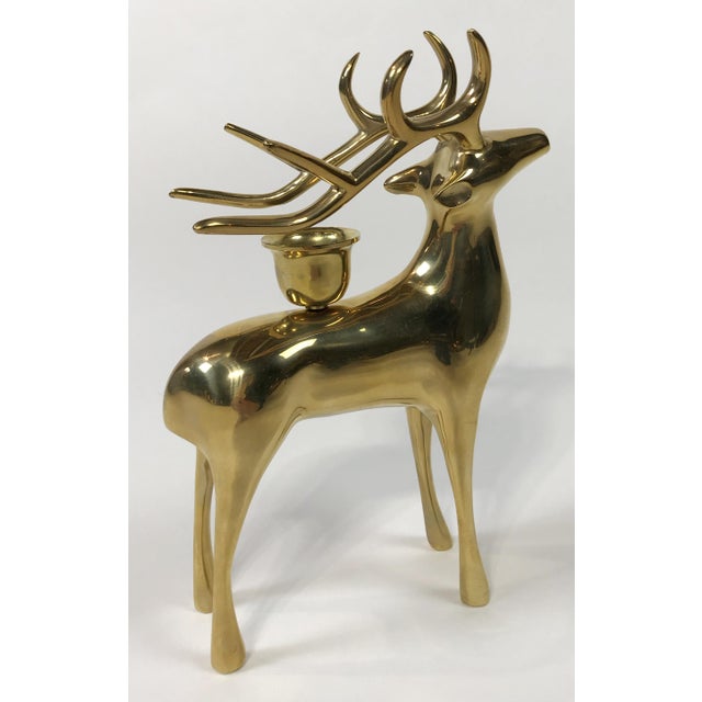 Modern Brass Deer Stag Candlestick Holder For Sale - Image 4 of 5