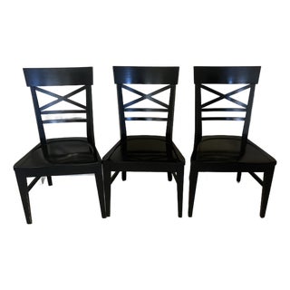Ethan Allen Black Blake Chairs, Set of Three For Sale