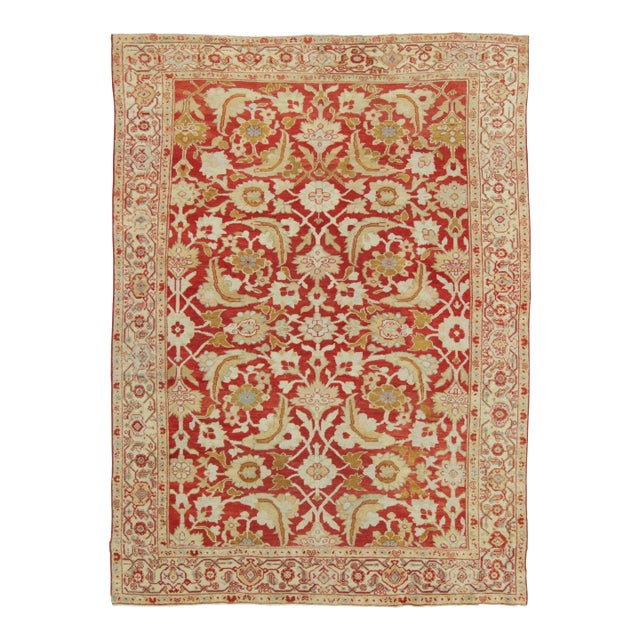 Antique Persian Mahal Rug With Crimson Red and Gold Floral Play - Rug & Kilim For Sale