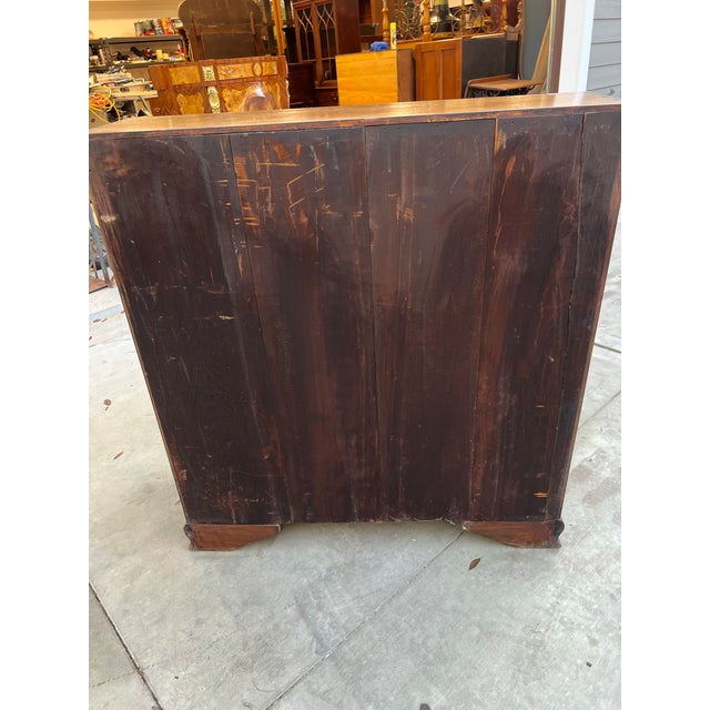 Wood Late 19th Century Mahogany Slant-Front Bureau Desk With Marquetry Inlay and Brass Hardware For Sale - Image 7 of 12