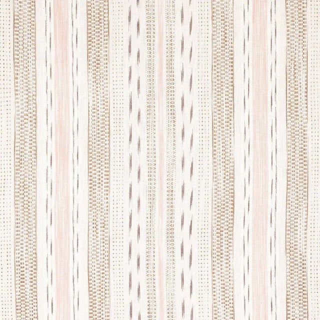Sample - Schumacher Mirza Ikat Stripe in Blush on Natural For Sale
