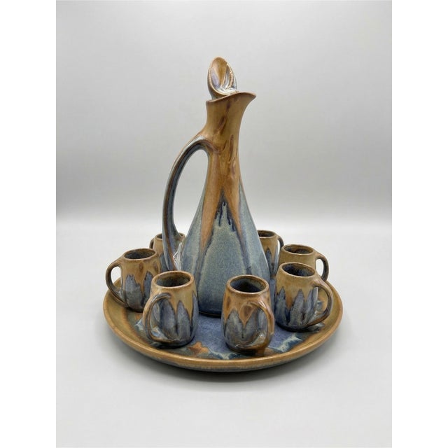Glazed Stoneware Liqueur Set from Denbac, France, 1960s, Set of 10 For Sale - Image 3 of 11