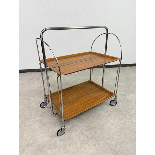 Mid-Century Dinett Folding Serving Cart from Bremshey & Co., 1970s For Sale - Image 3 of 10