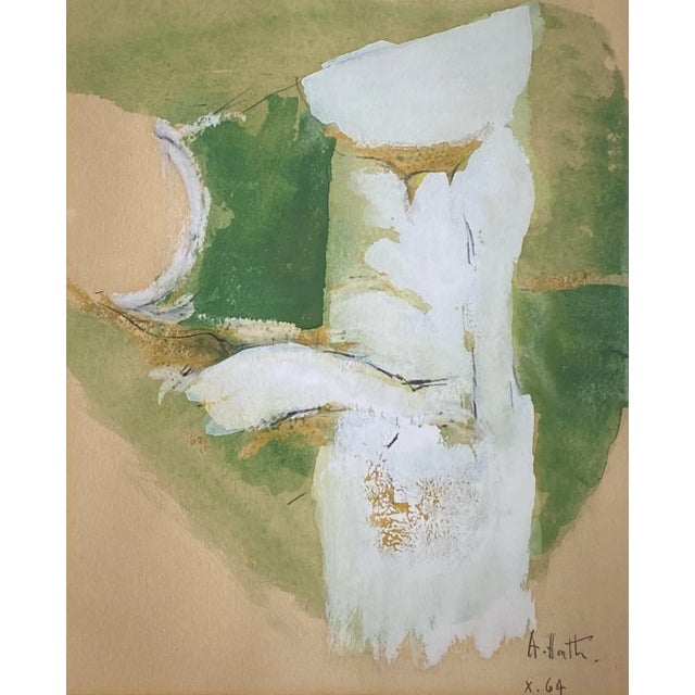 Adrian HEATH (1920-1992) Untitled Composition Mixed media Signed and dated ’64 Image 11.25″ x 9″ Framed 18.5" x 16.5"....